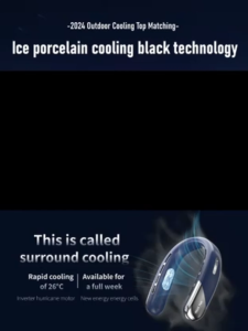HENDO Neck Fan Portable High Speed 10000mAh Air Cooling Fan LED Adjustable Metal Body Digital Display