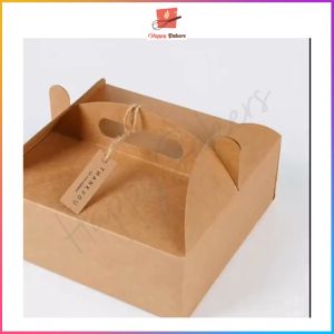 Kraft Cake Box With Handle | 8 inches | 20cm | For Cakes Muffins Cupcakes Cookies | Kraf KeK Kotak Kukis