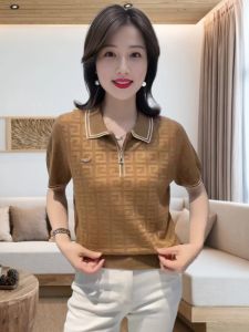 Lyocell Tencel Knitwear Female 2024 New Arrival Fashion Flab Hiding Fashionable Short Sleeve Tops Female Temperament Youthful-Looking