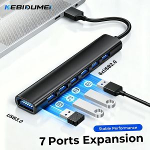 KEBIDUMEI USB 3.0 Hub 5Gbps High Speed 7 Ports USB C Hub USB Splitter Multi Extender OTG Adapter For PC Laptop Macbook Pro