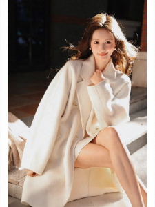 Wool Double Faced Long Double Button Womens Coat