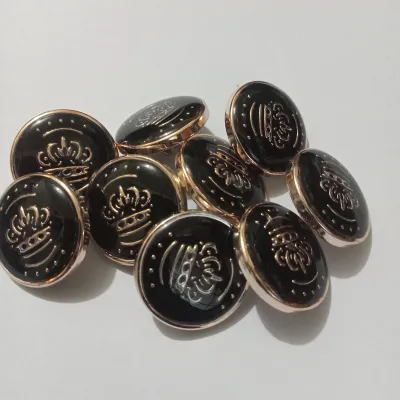 [COD]Isi 12 pcs Kancing jasko / Kancing Epoxy / Kancing Jas blazer - Motif mahkota Rosegold