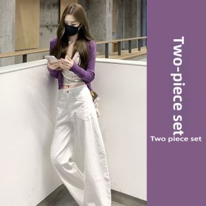 YUEZHONGWEI | Autumn Popular Purple Floral Print Set