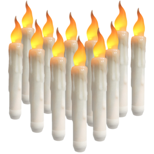 Pack of 24/12pc Flameless LED Candle Battery Operated Floating Taper Candles for Party Church Christmas Halloween Decoration 