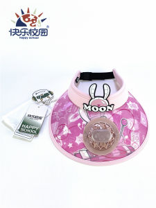 Girls Summer Fan Hat Cartoon Sun Protection Cap Breathable High Neck Large Brim Hat UV Protection Foldable Adjustable Beach Travel Outdoor