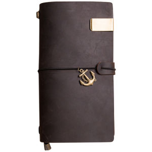 Leather Notebook Handmade Travel Diary Loose Leaf Vintage Log Book Creative Trendy Cover Hard Surface Blank Grid Line Paper