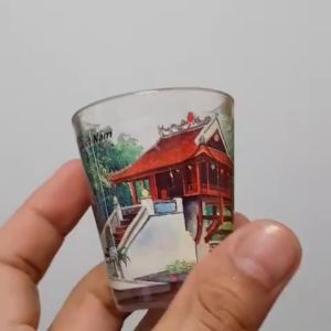 Chén uống rượu ly rượu thủy tinh in tranh vẽ Áo Dài Phụ Nữ Việt Nam - Quà lưu niệm độc đáo