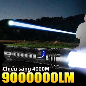 9000000LM Đèn Pin LED Ánh Sáng Mạnh Có Thể Sạc Lại Đèn Lồng Chiến Thuật Di Động Có Tích Hợp Pin Đèn Ngoài Trời Chống Nước Tầm Xa