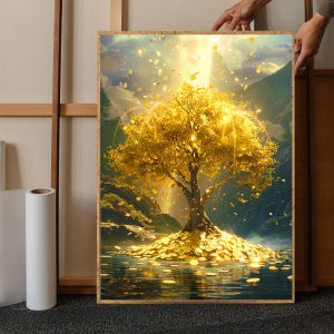 Modern Simplicity Wealth Attracting Tree Digital Painting DIY Hand Coloring Living Room Decorative Artwork Handmade Craft