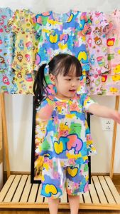 (5-35Kg) - SET 3 bộ đồ Tole cho bé gái- Mẫu Bèo Tay Ngắn - Chất vải Tôn Lanh 2 Da mềm mại thoáng mát mùa hè