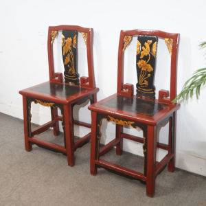 Chinese Style Solid Wood Porch a Long Narrow Table Vintage Engraving Altar Neoclassical Accessible Luxury Red Desk Antique Painted Elm Chair