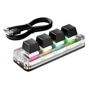 Bàn Phím Cơ Mini USB 4 Phím Hot Swap Đèn Nền RGB Lập Trình Tùy Chỉnh Núm Cho Photoshop Macro Gaming Máy Tính Để Bàn Máy Tính Xách Tay
