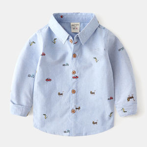 WAPYPY | Spring Autumn Oxford Cotton Full Printed Car Cartoon Long Sleeve Shirt