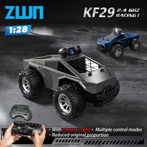 ZWN 1/28 Scale RC Car with HD Camera or No Camera with Controlled LED Light 2.4G High Speed Truck Toy Gift for Kids