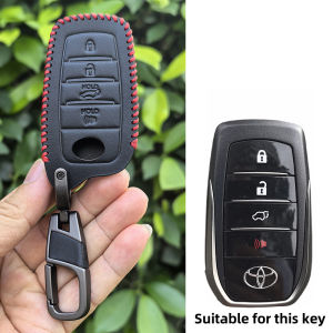 Leather Car Key Cover Case for 2023 2024 Toyota Tacoma Fortuner Corolla Venza Grand Highlander RAV4 XSE Prime Land Cruiser Hilux