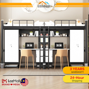 CONOCO Bunk Bed Frame Double Decker Bed Fram Bunk Bed Frame Heavy Duty Double Decker Steel Bed with Ladder Extra Thick Besi Katil Tidur High Quality & Sturdy Besi Katil Tidur雙層床
