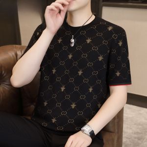 HENGYUANXIANG | เสื้อสเวตเตอร์คอตั้งแขนสั้นผู้ชาย ทรงหลวม สไตล์ฤดูใบไม้ผลิและฤดูใบไม้ร่วง ลายปักสีแดง เสื้อเชิ้ตแขนยาวครึ่งตัว