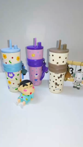 710ML Ceramic-lined Vacuum Insulated Tumbler  With Straw & Cord Vacuum Tumbler Large Cap