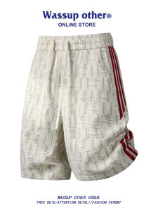 New Summer American Stripes Splice Ice Silk Breathable All-match Mens Shorts
