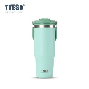 TYESO | Tyeso 1200ML Cup Handle Vacuum Flasks Dual-Drink Coffee Mug Stainless Steel Thermoses Ice Cup Car Bottle Hot Cold Retention