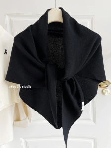 100% Wool British Triangle Scarf Luxe Versatile Super Cozy   Scarf Women Winter Comfortable Gentle Sweet Korean Scarf