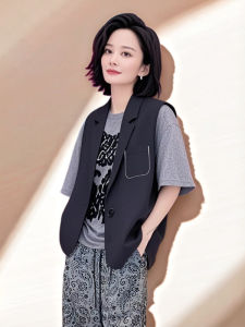 Fashion Black Waistcoat Thin Summer Outerwear