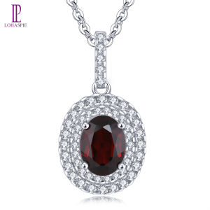 Lohaspie Jewelry Real 1.4 Carat Solid Sterling Silver 925 Pendant Natural Garnet Peridot Pendant Garnet Stone Pendant Birthday Gift Peridot Pendant For Women Jewelry
