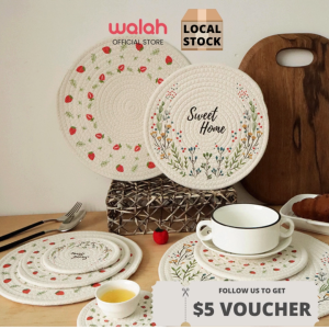 Modern Printed Cotton Placemat Heat Insulation Round Coaster Table Mat Anti-scalding Thicker Pot Pad