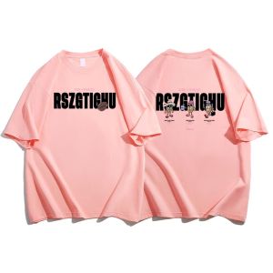 Pure Cotton American Vintage Print Short Sleeves T-Shirt Womens Summer Loose Niche Design Shoulder Tops Trendy T-shirt