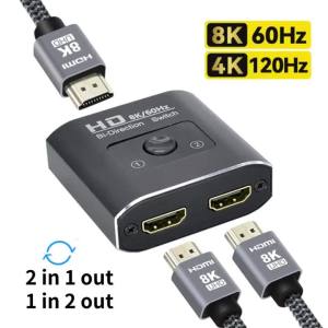 kebidumei | Bộ Chia Tín Hiệu HDMI 8K 60Hz 2 Trong 1 Ra Cho PC Laptop Xbox PS3/4/5 TV Box Màn Hình TV Máy Chiếu Bộ Chuyển Đổi