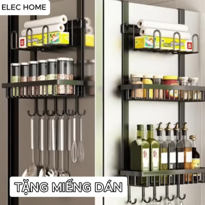 Giá Treo Tường Đa Năng Nhà Tắm Nhà Bếp Kệ Đựng Gia Vị Mỹ Phẩm Khung Carbon Hình Chữ Nhật Có Móc Treo