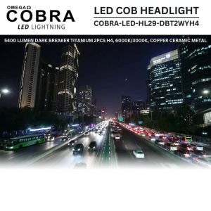 LED COB HEADLIGHT 5400 LUMEN DARK BREAKER TITANIUM 2PCS H4 6000K/3000K COPPER CERAMIC METAL
