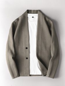 Business Casual Knitted Sweater Mens Slim Fit V-Neck Long Sleeve Outerwear Spring Autumn Season Versatile Comfortable Warmth