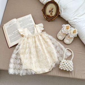 Adorable Baby Girl Romper Spring Summer Thin Cotton Princess Dress Korean Style Full Month Newborn Baby Clothes Infant Outfit