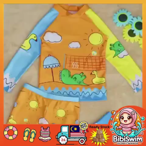 BIBISWIM Baby Swimming Suit Shark Design Kids Boys 2 Piece Swimsuit Muslimah Swimwear| Kanak Kanak Baju Renang Budak Lelaki