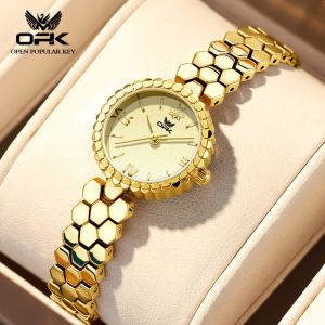 Đồng hồ OPK cho không thấm nước cho nữ chính hãng nguyên bản phong cách Hàn Quốc thời trang thép không gỉ thanh lịch dây đeo thạch anh với hộp quà tặng