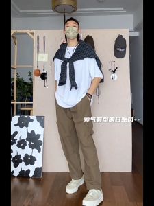 LIVE GREAT | กางเกงขากว้างเรียบง่ายหลวมสีทึบกางเกงขายาวผู้ชาย