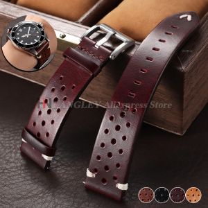 Premium Genuine Leather Strap 20mm 22mm Quick Release Oil Wax Discoloration Cowhide Watchband Business Men Women Universal Strap