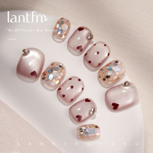 LTF Original Sweet Heart Bubble สติกเกอร์เล็บใส่ได้คุณภาพสูง สไตล์หัวใจลายจุด ตาแมว สีชมพู ผลิตจากจีนแผ่นดินใหญ่