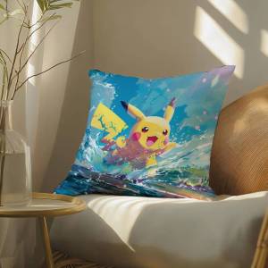 Bandai | Pokemon Black White Anime Plush Pillow Cover Soft Short Plush Cushion Cover For Sofa Bedroom Living Room Decor Gift