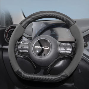 Suitable for Byd Suede Matte Carbon Fiber Texture Steering Wheel Cover Suitable for Dolphin Mini Seal Atto 3 King Shark 6 Song Pro Seagull F0 Sealion 7 Yuan Plus Dmi Cars Accessories Volante