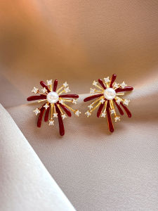 Pianist | Retro Wine Red Pearl Earrings S925 Silver
