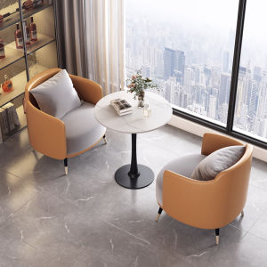 Internet Celebrity Sales Office Negotiation Tables and Chairs Casual Reception Office Sofa and Tea Table Combination Negotiation Small round Table a Table with Two Chairs