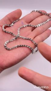 Dây chuyền titan Vòng cổ titan kiểu dáng dây công màu trắng dày 4 li không phai màu TRANGSUCMOILUATUOI.RIN