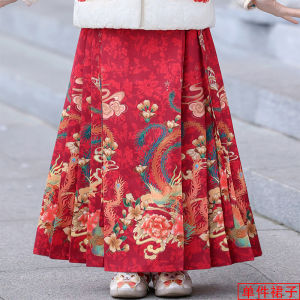 Girls Hanfu Winter Clothes Horse Tailed Skirt New Chinese Style Tang Costume Childrens Traditional New Year Visit Clothing