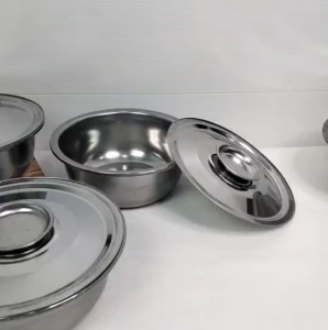 ชามสแตนเลส ขนาด 16 ซม. แพ็ค 12 ใบ ถ้วยสแตนเลสมีฝาปิด สแตนเลส304 ชามใส่อาหาร