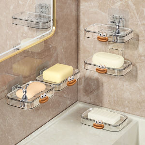Premium Double Layer Wall-Mounted Soap Dish Drainage Home Bathroom Storage Rack No-Punching Required Luxury Soap Box Holder