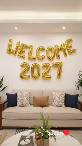 2027 Welcome Foil Set 16 Inches 11 pcs Number Letter Balloon Set for New Year Eve Party Decoration & Celebration