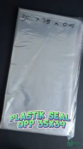 Plastik Seal OPP 35x39x04 (100 lembar) / Plastik Lem 35 x 39 x 04 Bening Rekat Kaos Baju Kemeja Celana Jaket