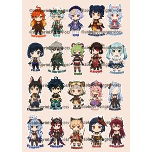 Genshin Impact Characters Sticker Paper A4 size